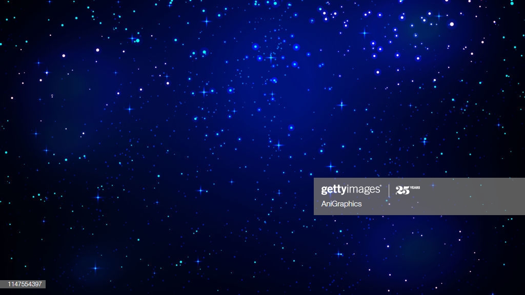 Night Shining Starry Sky Blue Space Background With Stars Cosmos