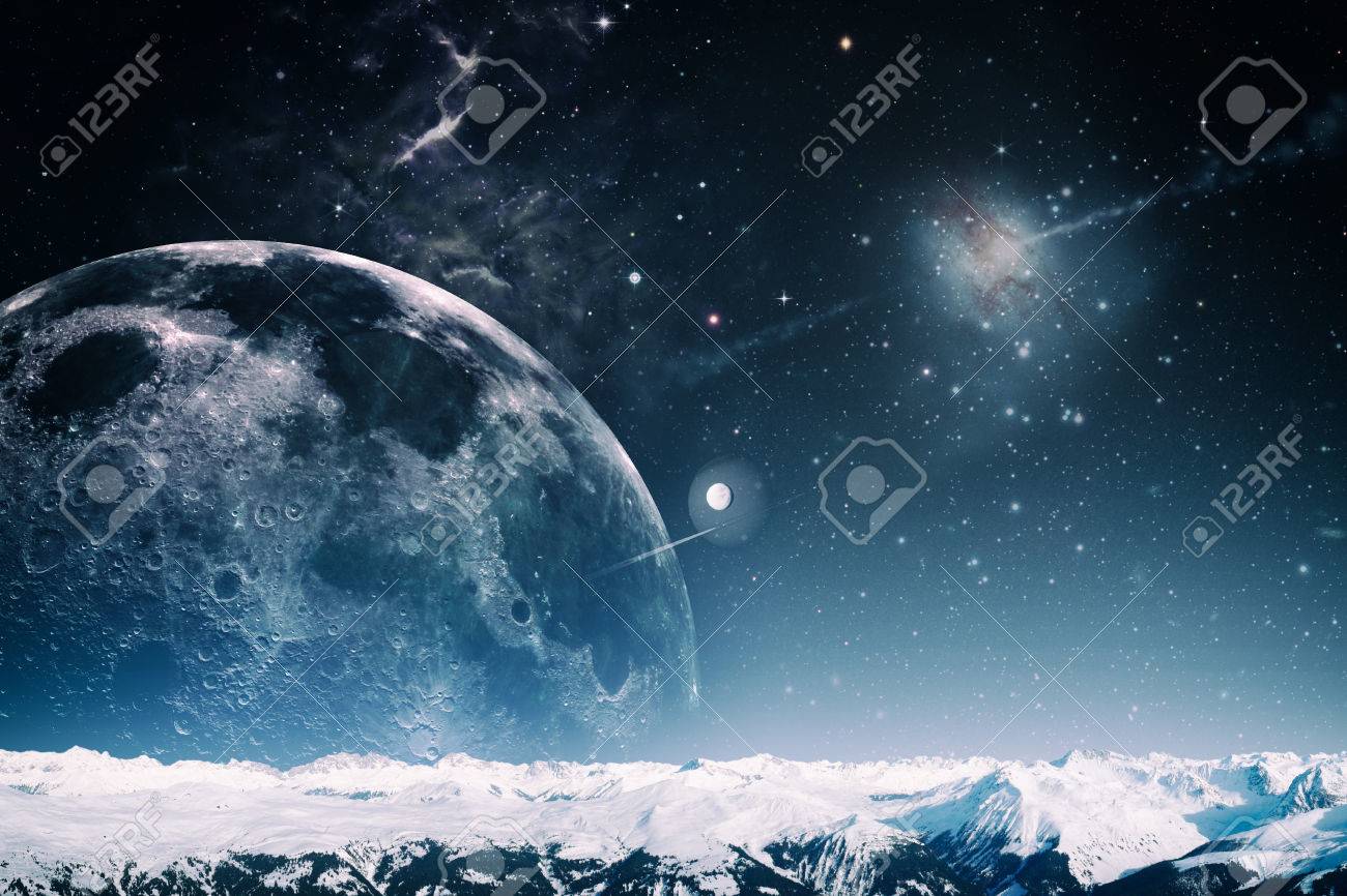 Another World Landscape Abstract Fantasy Background Stock Photo