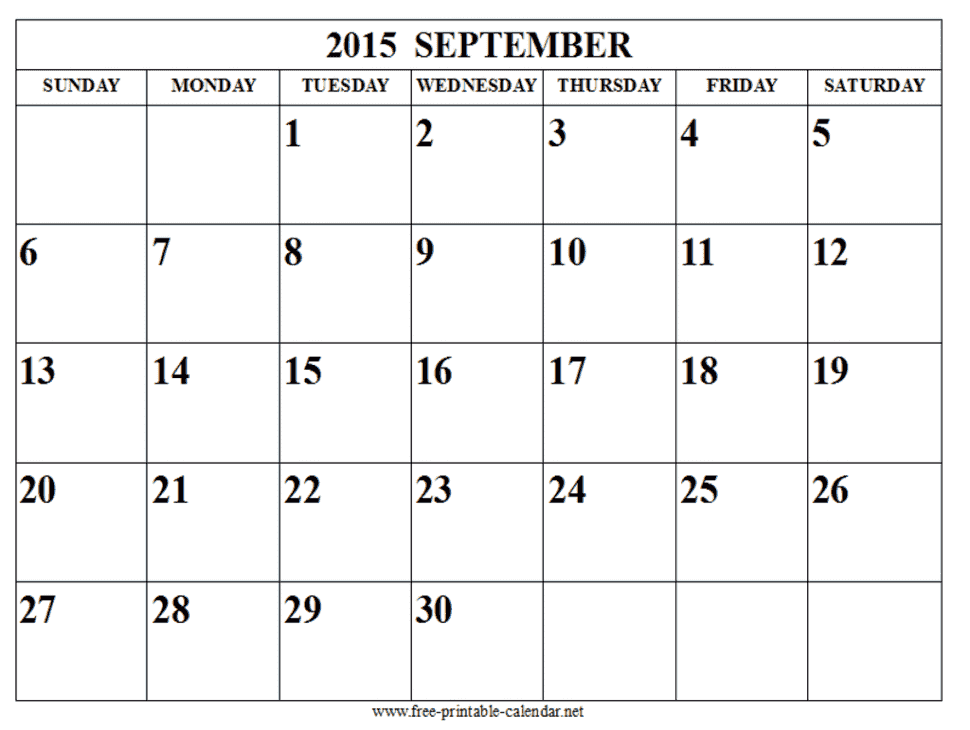 September Calendar Printable Is