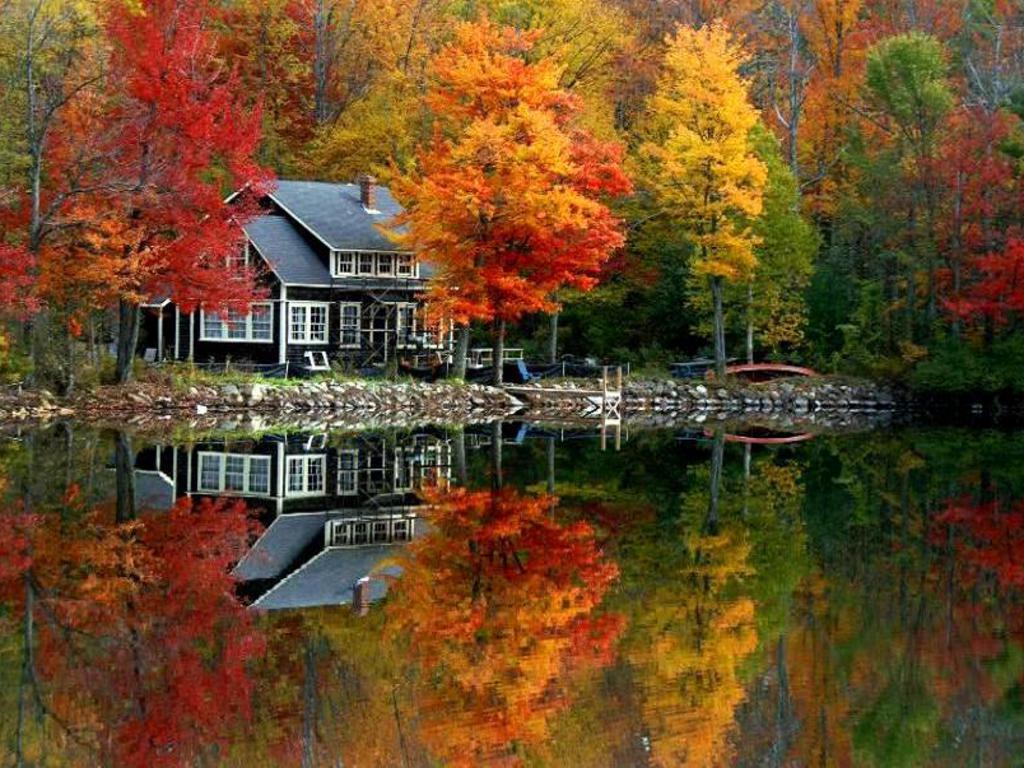 Lake House In Autumn