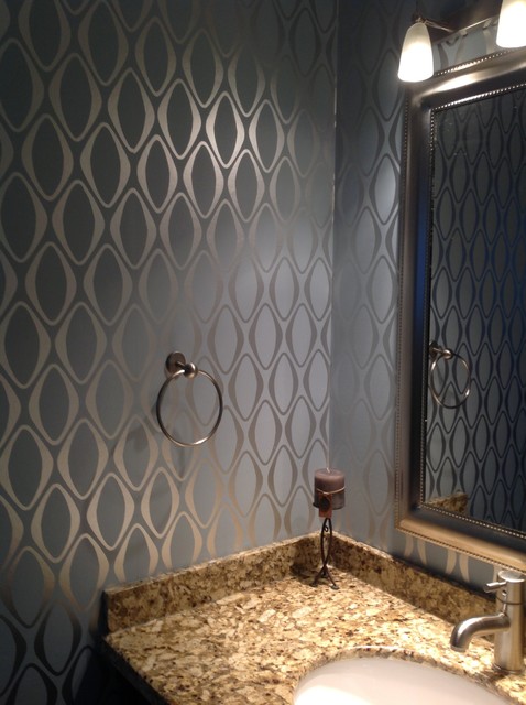 Wallpaper Contemporary Bathroom Other Metro By Walsh Painting