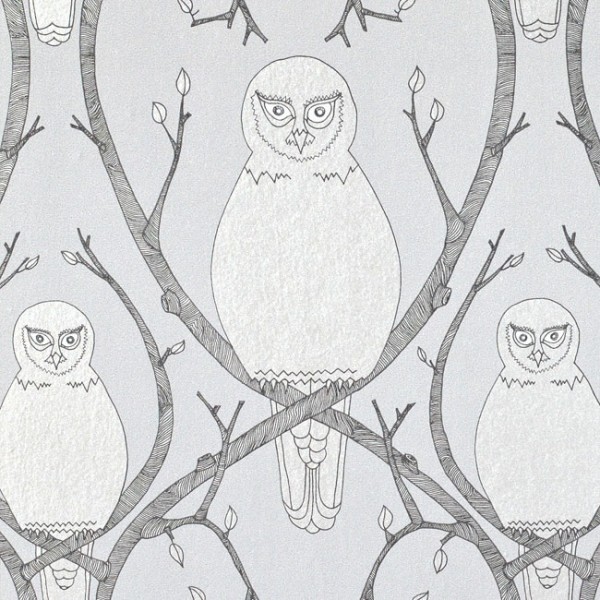 Shop Wallpaper Non Woven Briar Owl Silver