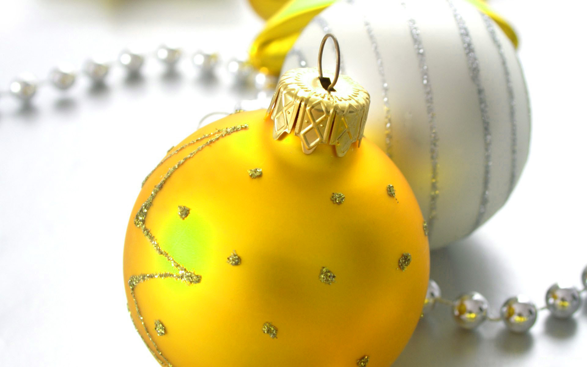 White Christmas Background With Two Balls Gallery