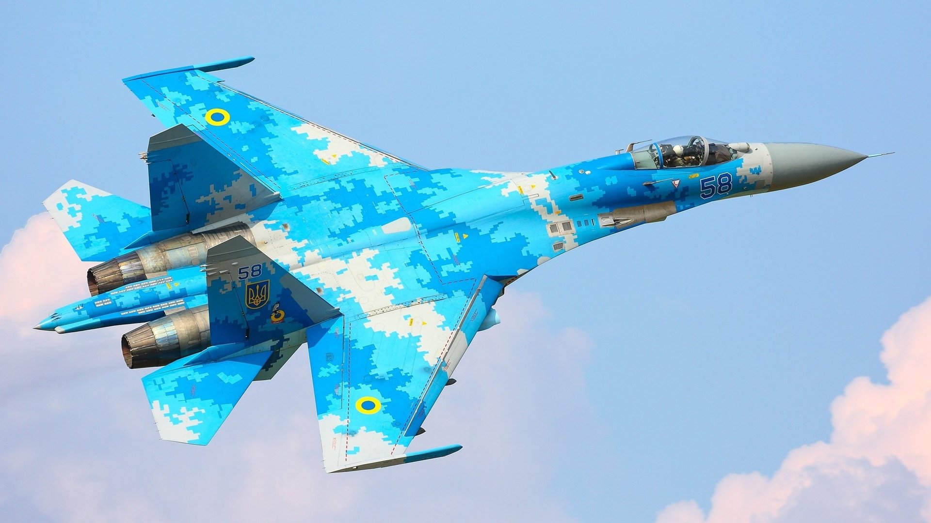 Blue Camouflage Sukhoi Su Soviet Origin Twin Engine
