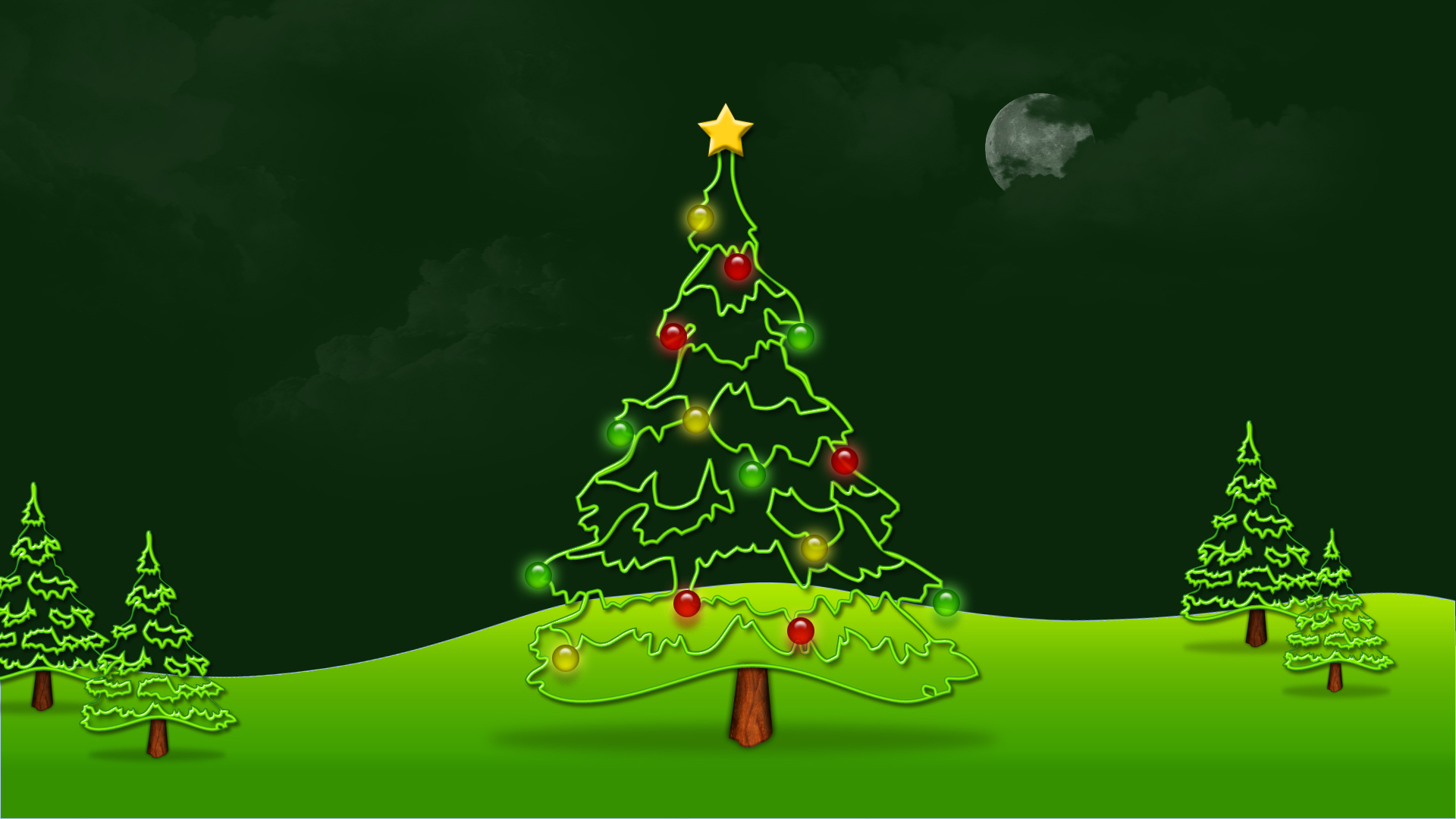 Beautiful Green Merry Christmas Tree HD Wallpaper