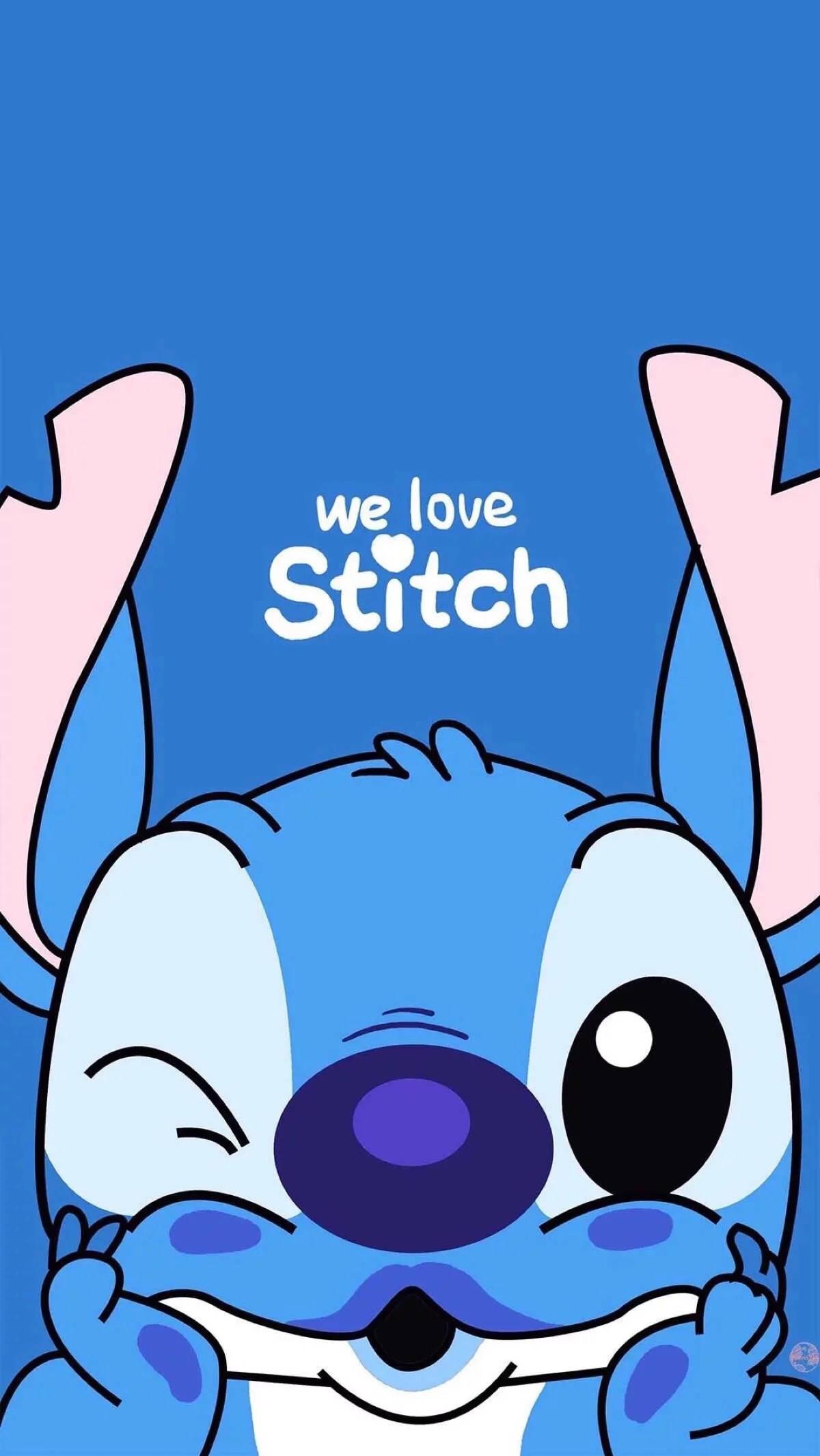 Download Pink Stitch Cartoon Drawing Wallpaper