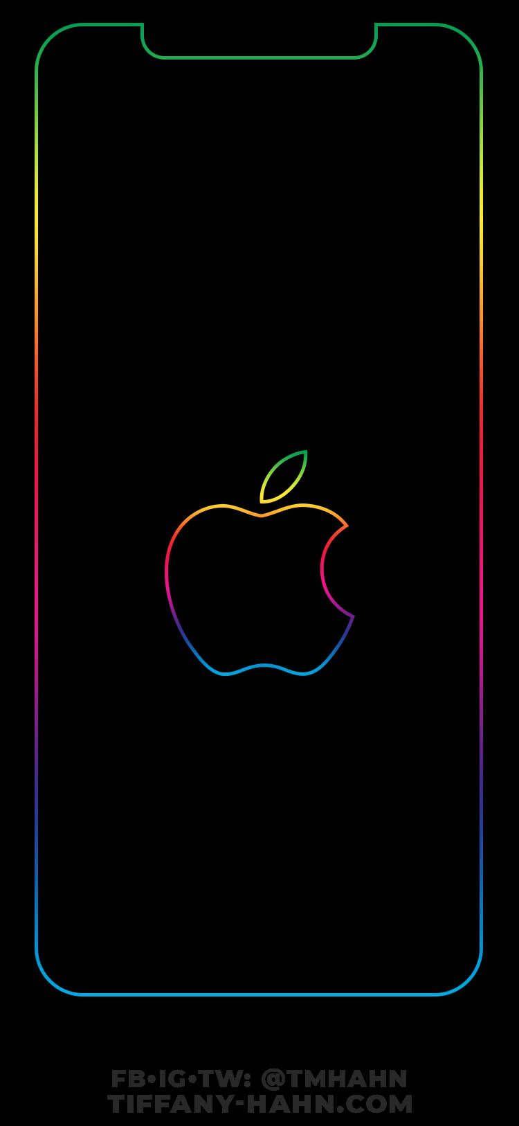 iPhone Xs Max Wallpaper Rainbow Outline Lock Screen Apple