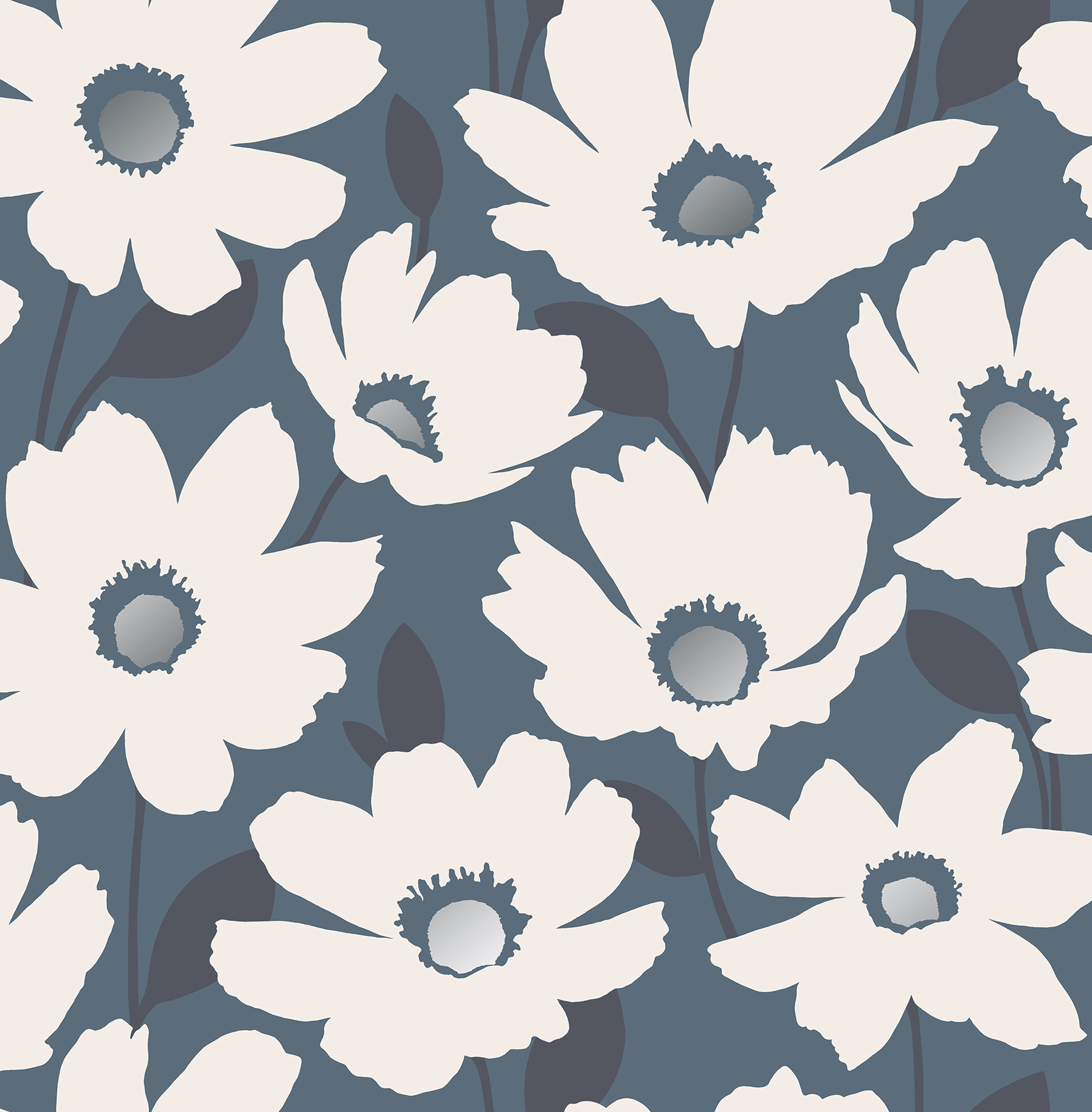 Fine D Cor Mia Navy Floral Wallpaper