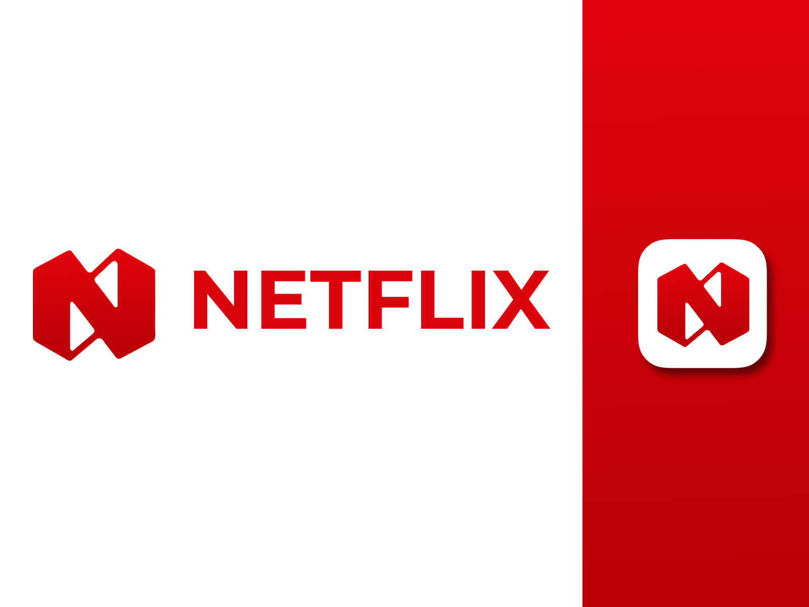 Netflix logo on a split white and red background