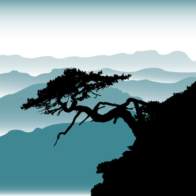 Bonsai Tree With Rollin Hills Wall Mural Contemporary Stickers