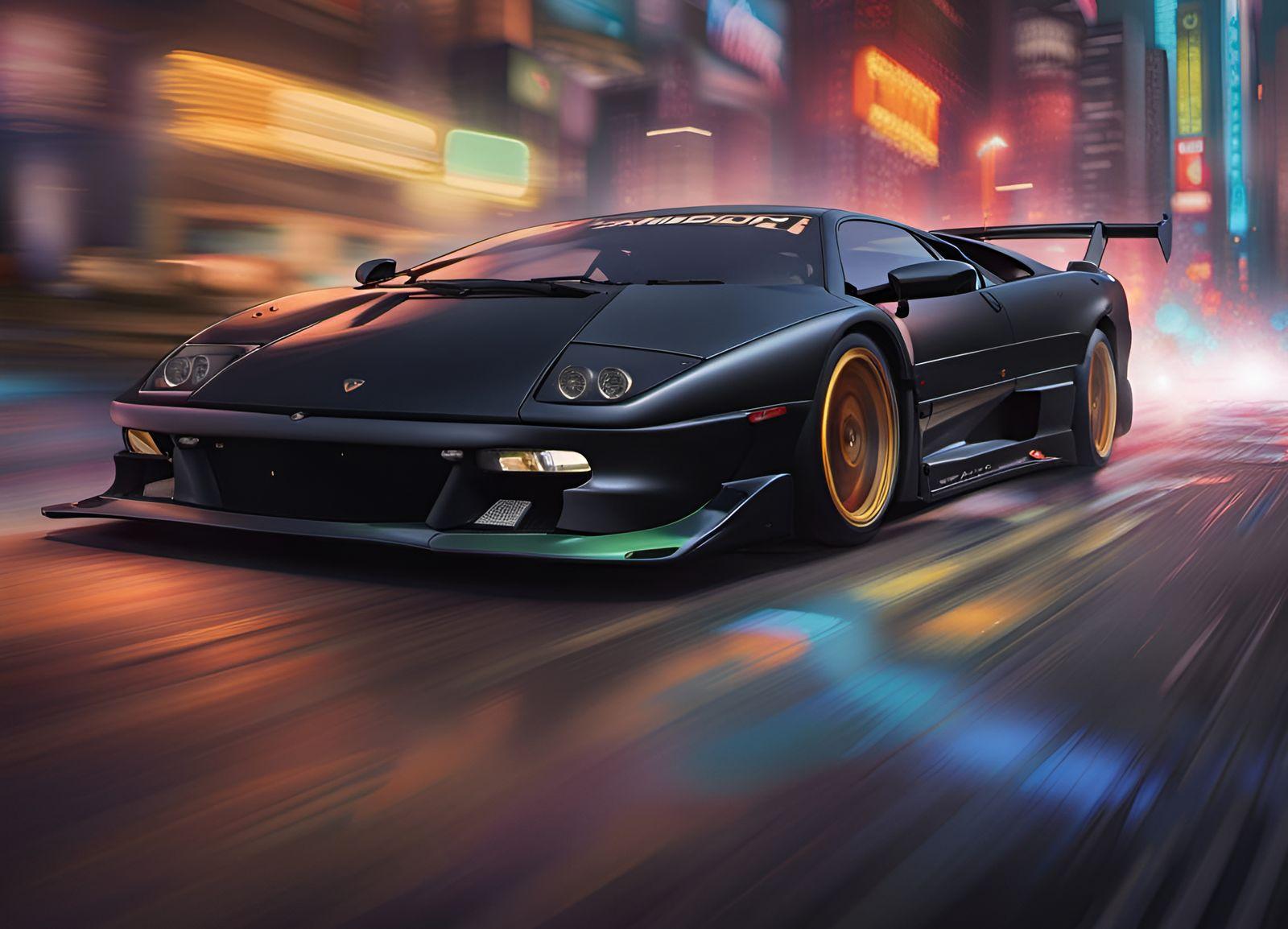 Lamborghini Diablo Gtr Matte Black 8k Reso Concept Art Ai