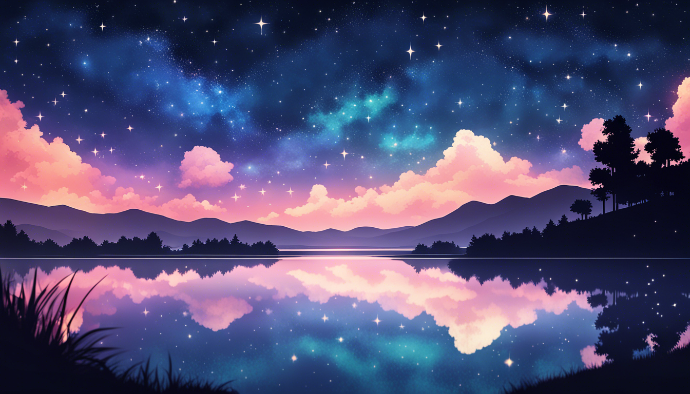 Night Sky Anime Desktop Wallpaper
