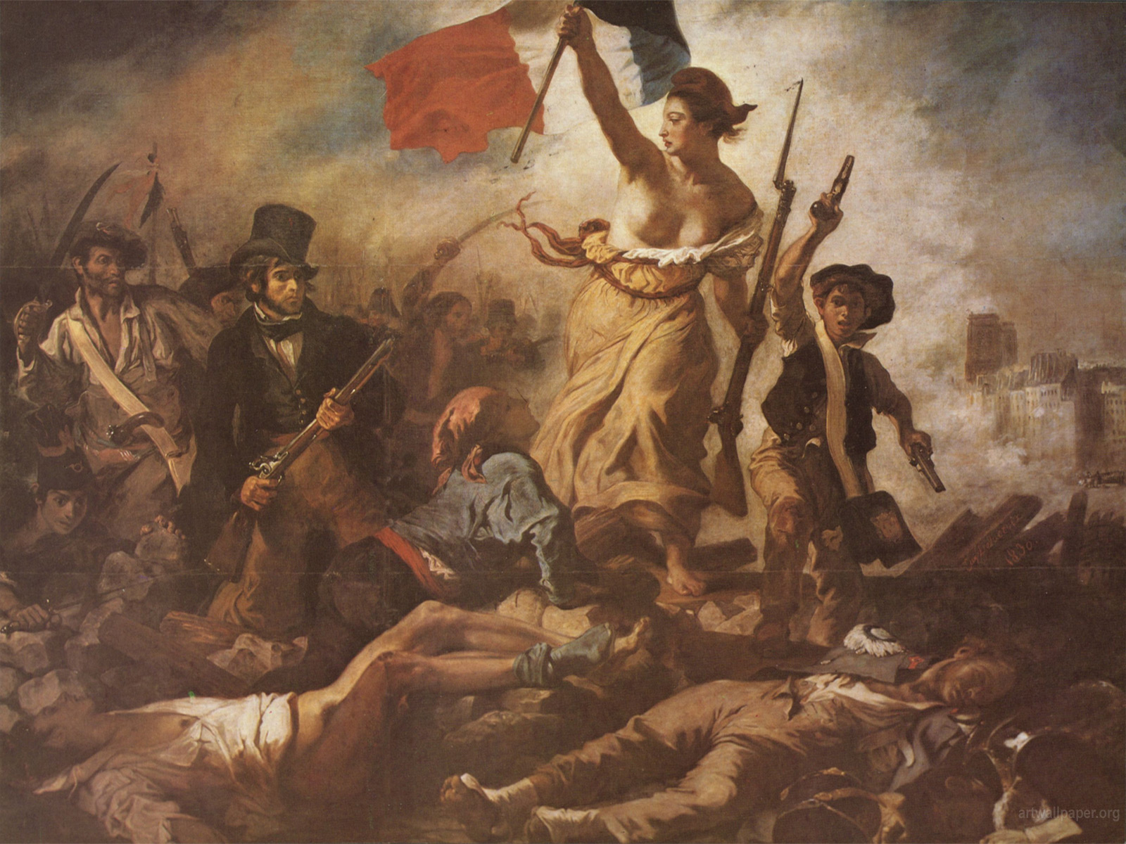 Liberty Leading The People Delacroix Eugene Wallpaper
