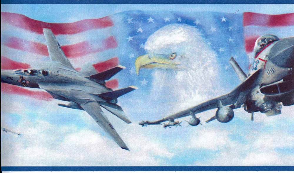 Fighter Jet USA Flag Bald Eagle Wallpaper Border 591 eBay