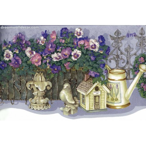 Lavender Flower Garden Set Wallpaper Border
