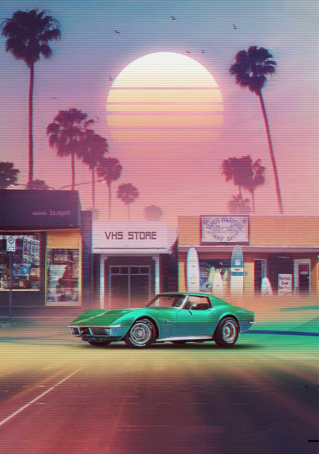 Synthwave Sunset Drive Photographic Print By Dennybusyet Retro