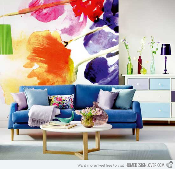 Living Room With Floral Wallpaper Home Design Lover
