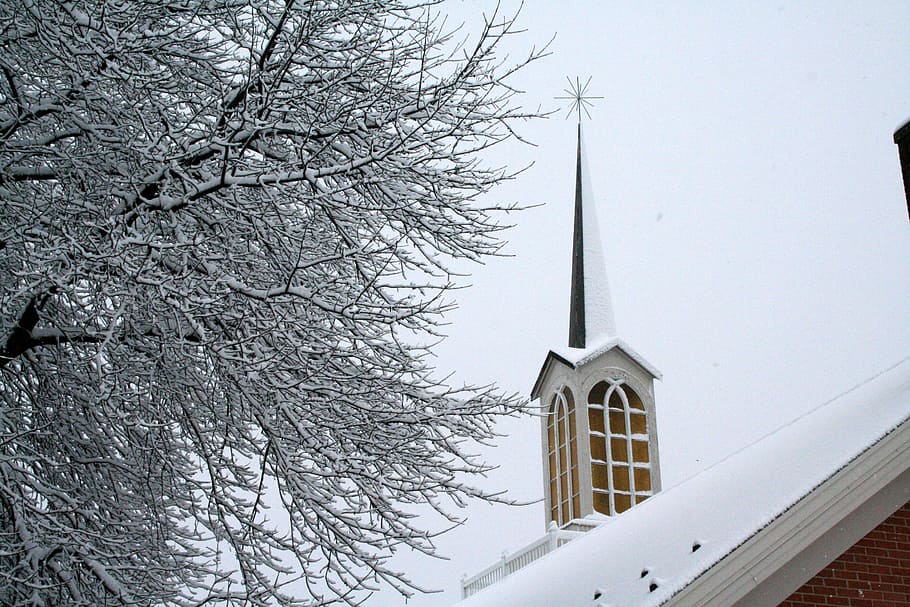HD Wallpaper Park Mennonite Church Steeple Winter Snow