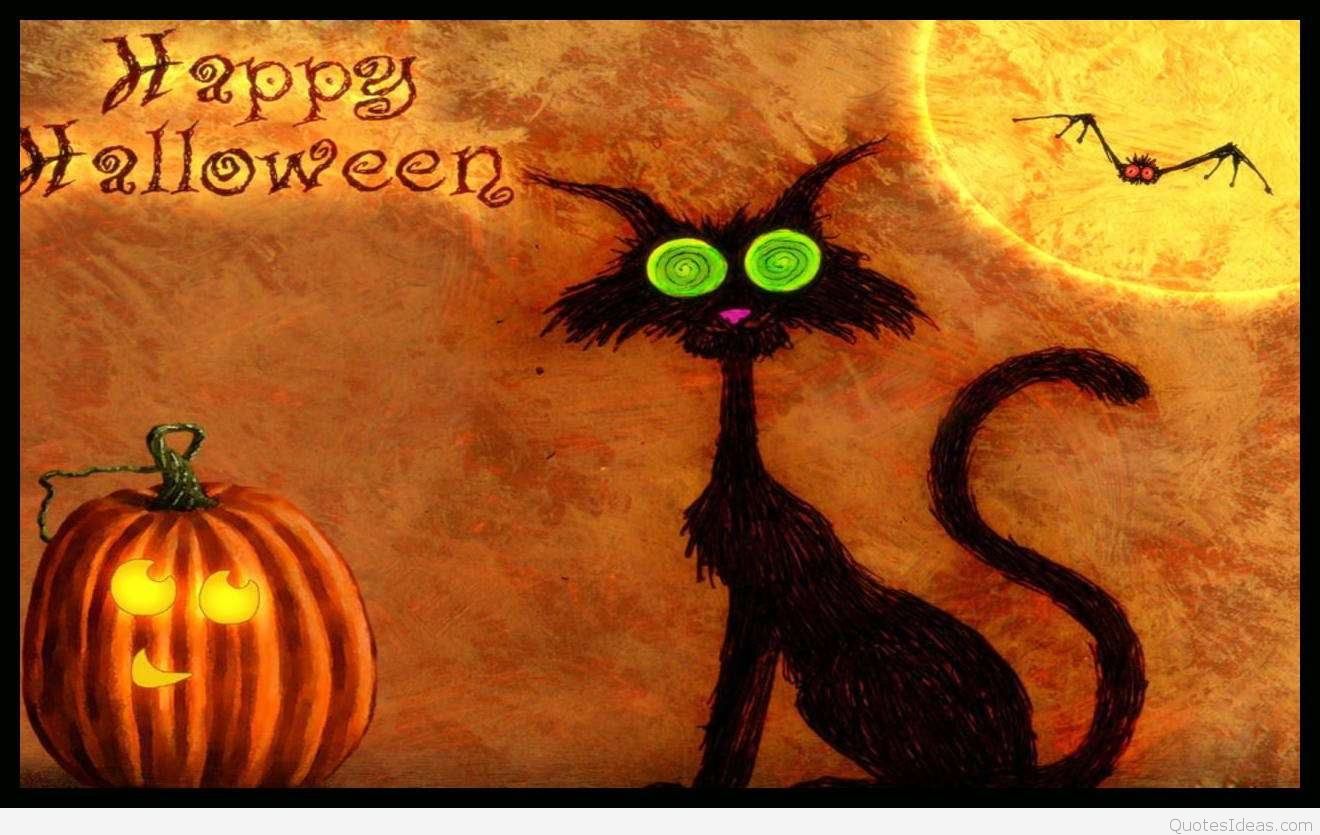 Funny Scary Cat Happy Halloween Full Wallpaper HD