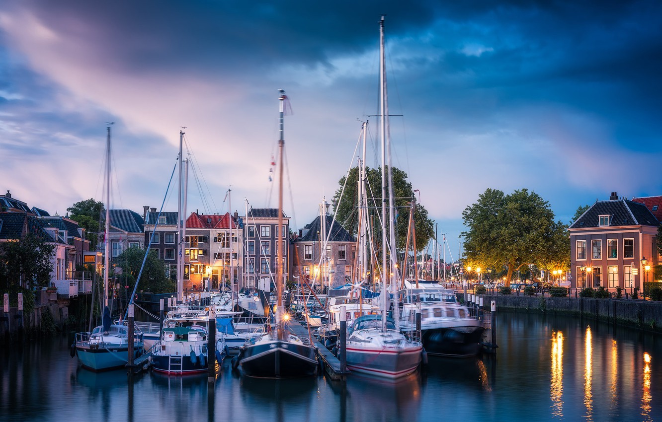 Wallpaper River Building Home Yachts Port Netherlands