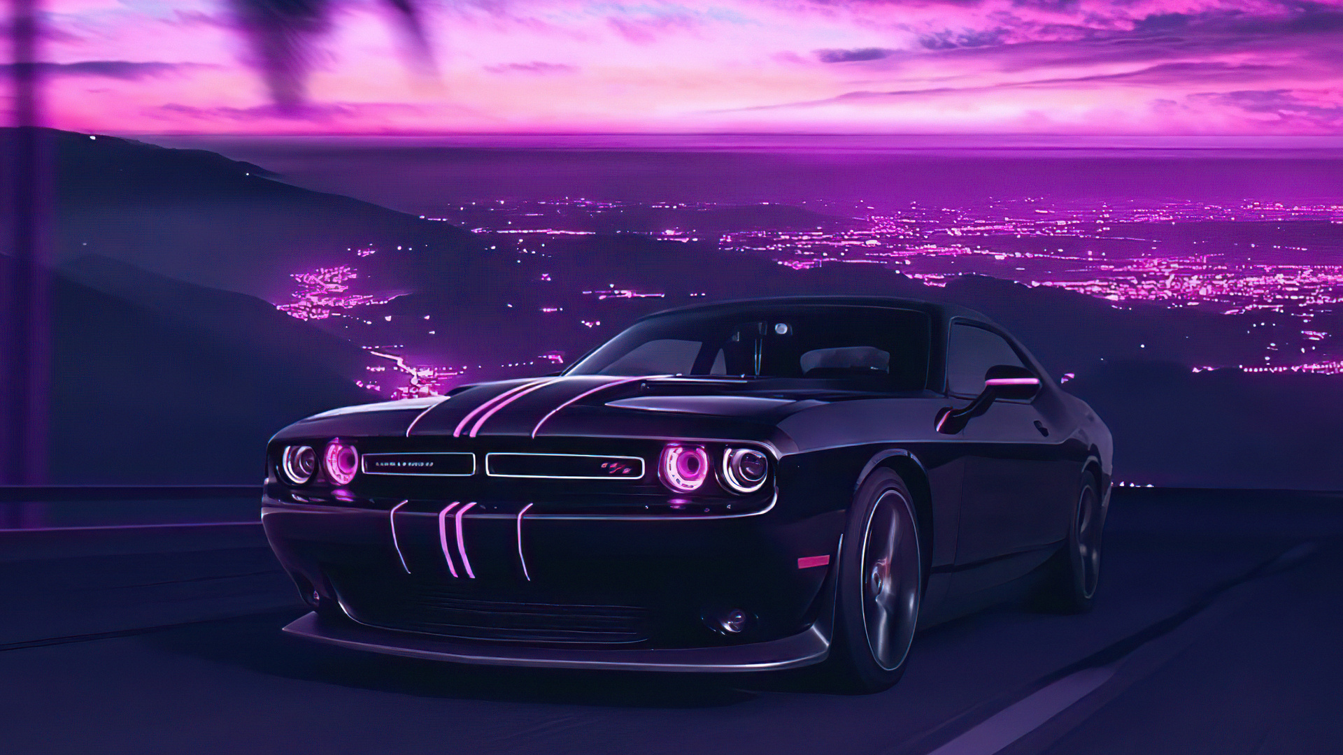 Dodge Challenger Vaporwave 5k Laptop Full HD 1080p 4k Wallpaper