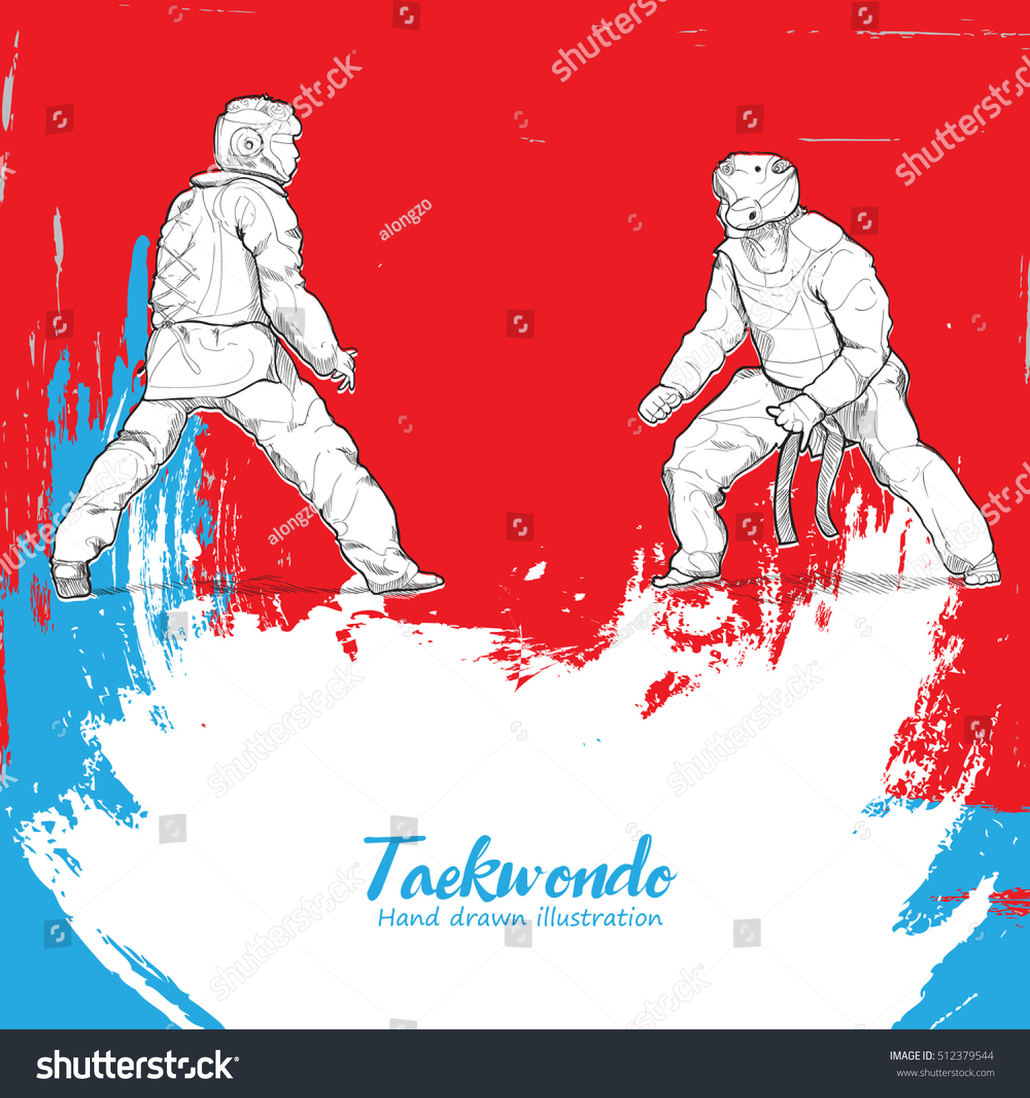 Taekwondo Background Design Hand Drawn Stock Vector Royalty