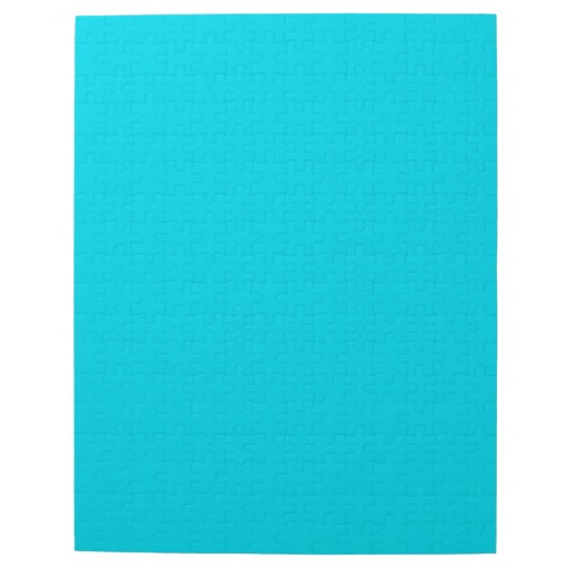 Puzzle With Bright Neon Teal Blue Background