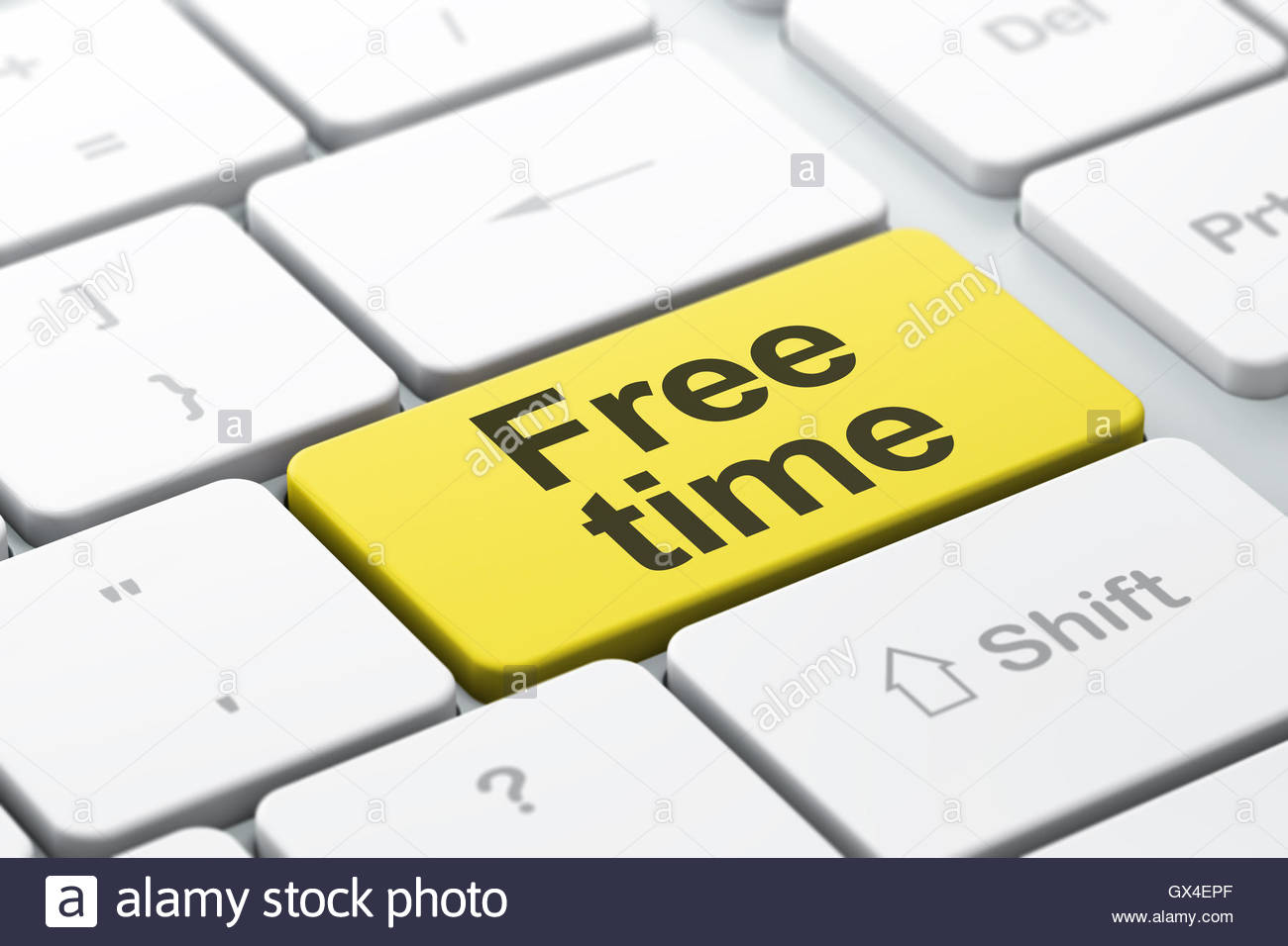 Timeline concept Free Time on computer keyboard background Stock