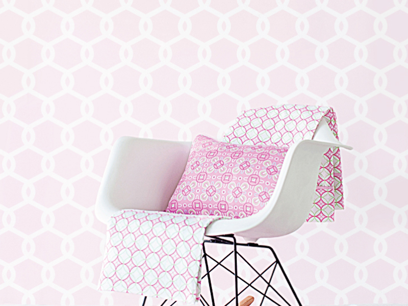 Trellis Large Pink Wallpaper Self Adhesive Made From Fabric