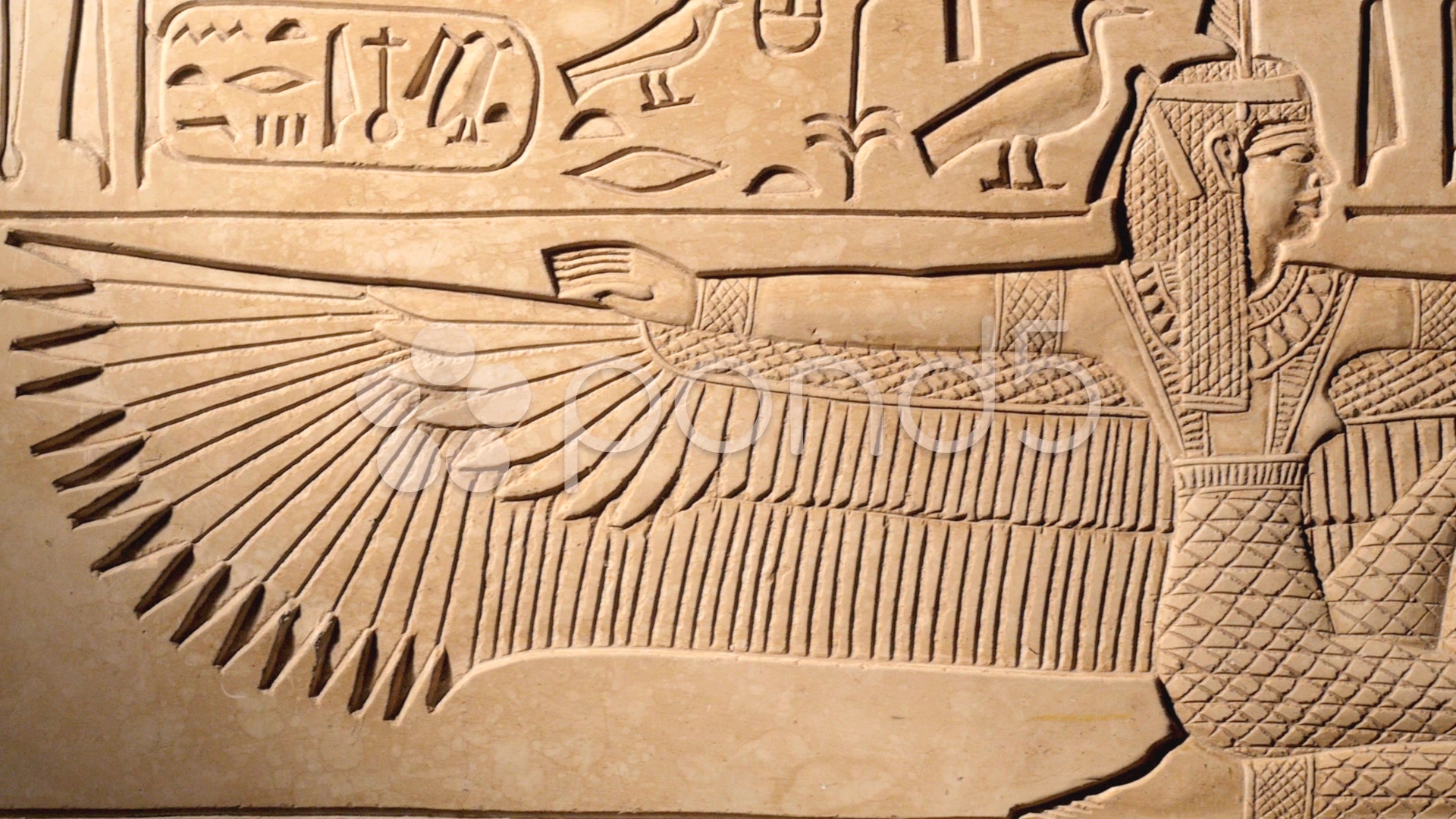 Egyptian Carving Of Goddess Maat Tracking Video