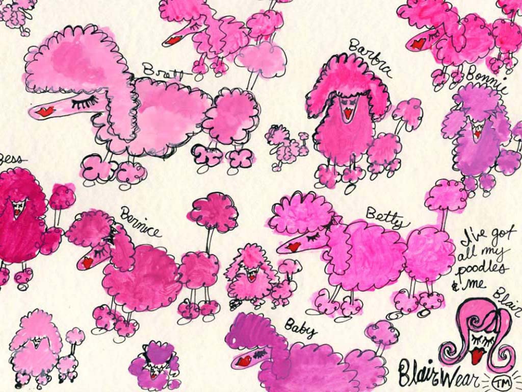 Pink Poodles Desktop Wallpaper