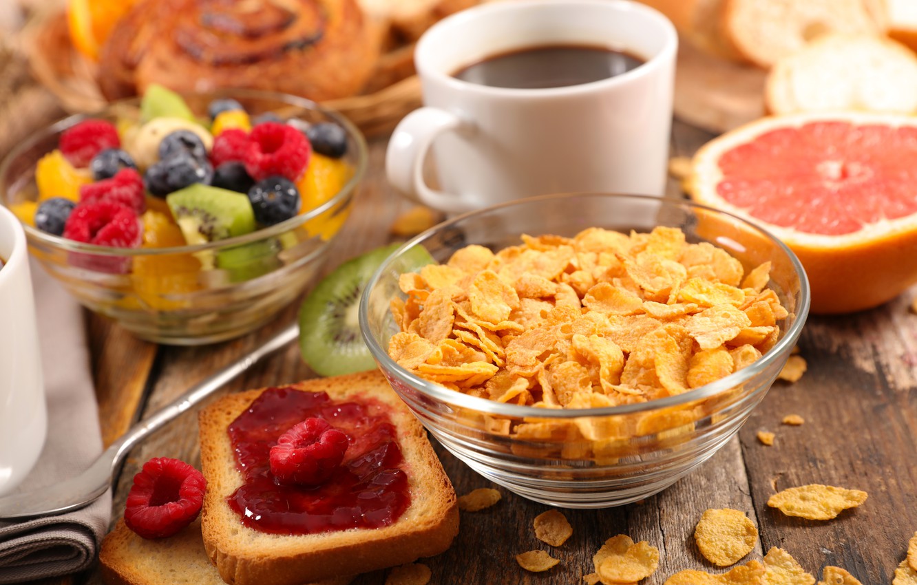 Wallpaper Berries Coffee Breakfast Fruit Jam Cereal Toast
