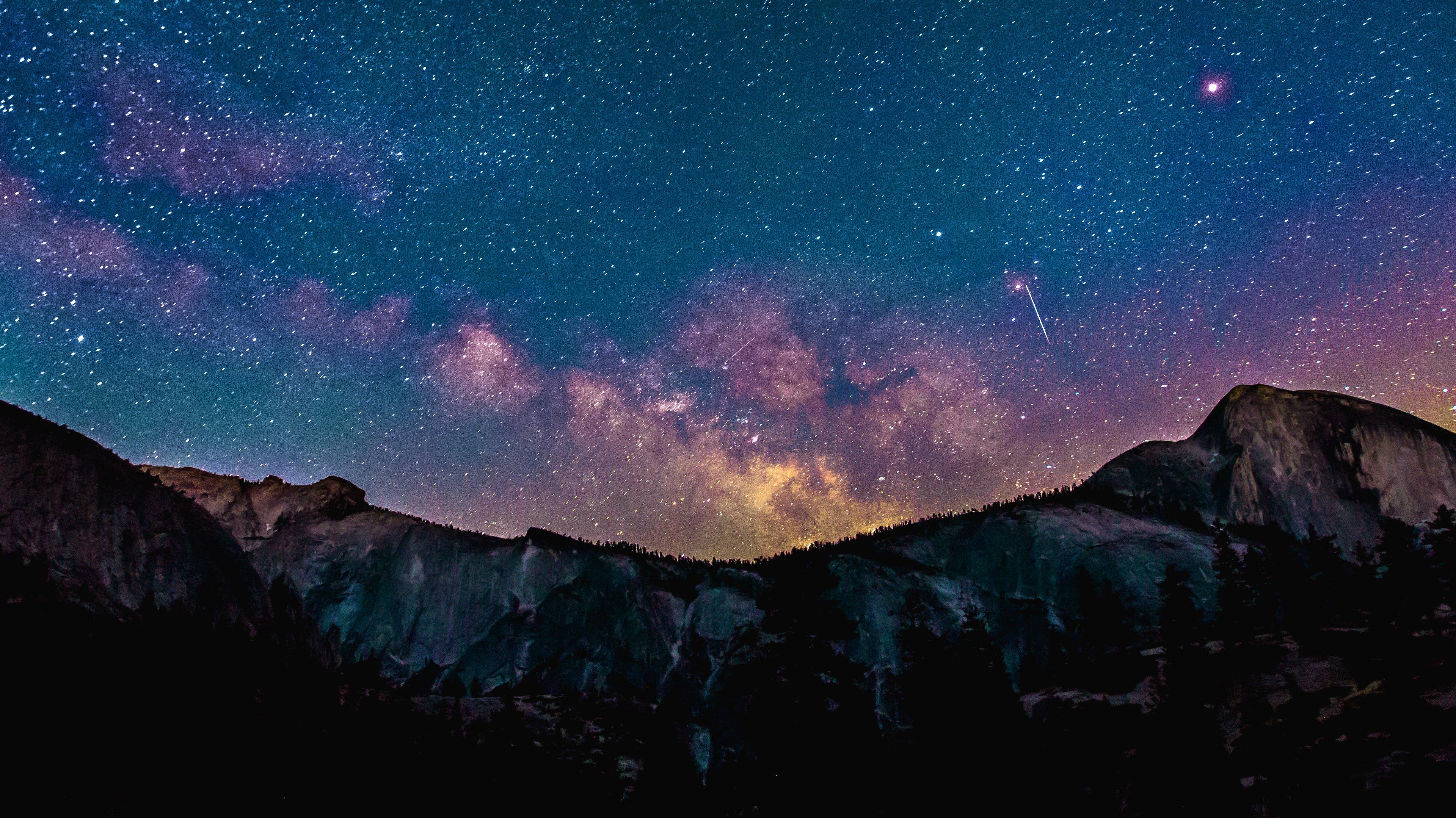 Milky Way Over Mountains Wallpaper   iPhone Android Desktop