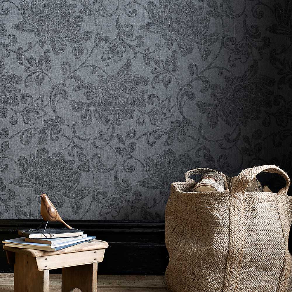 Graham Brown Jacquard Wallpaper Charcoal House