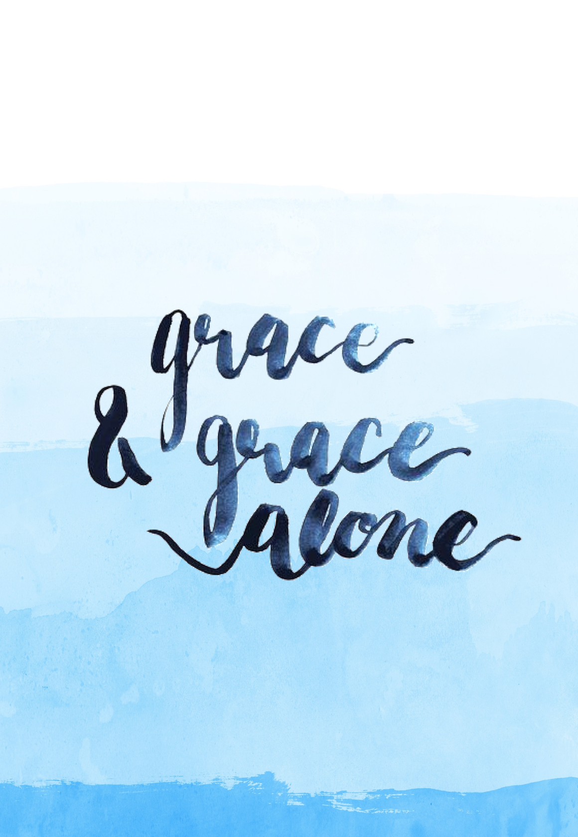 Grace Alone Blue Water Color Background Christian