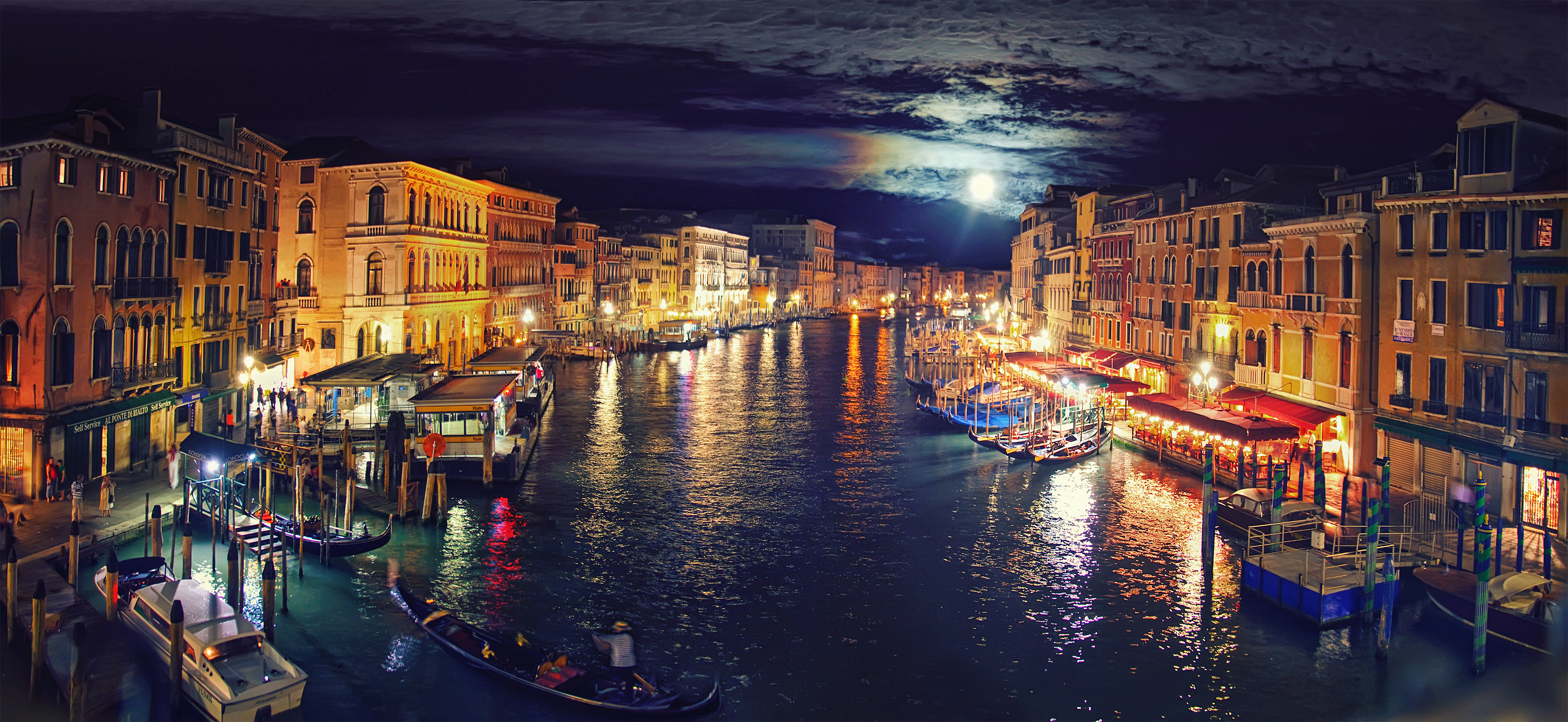 Italy Venice Grand Canal Night Reflection Wallpaper Background