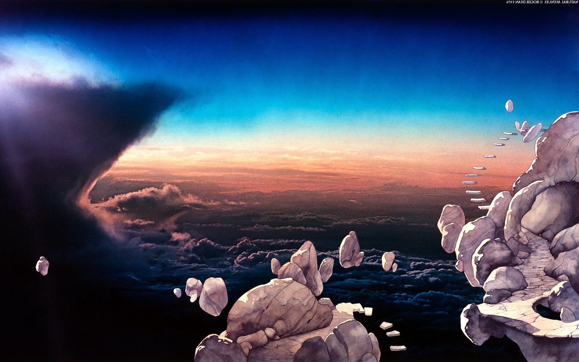 Roger Dean Rock Fantasy Art Clouds Wallpaper HD