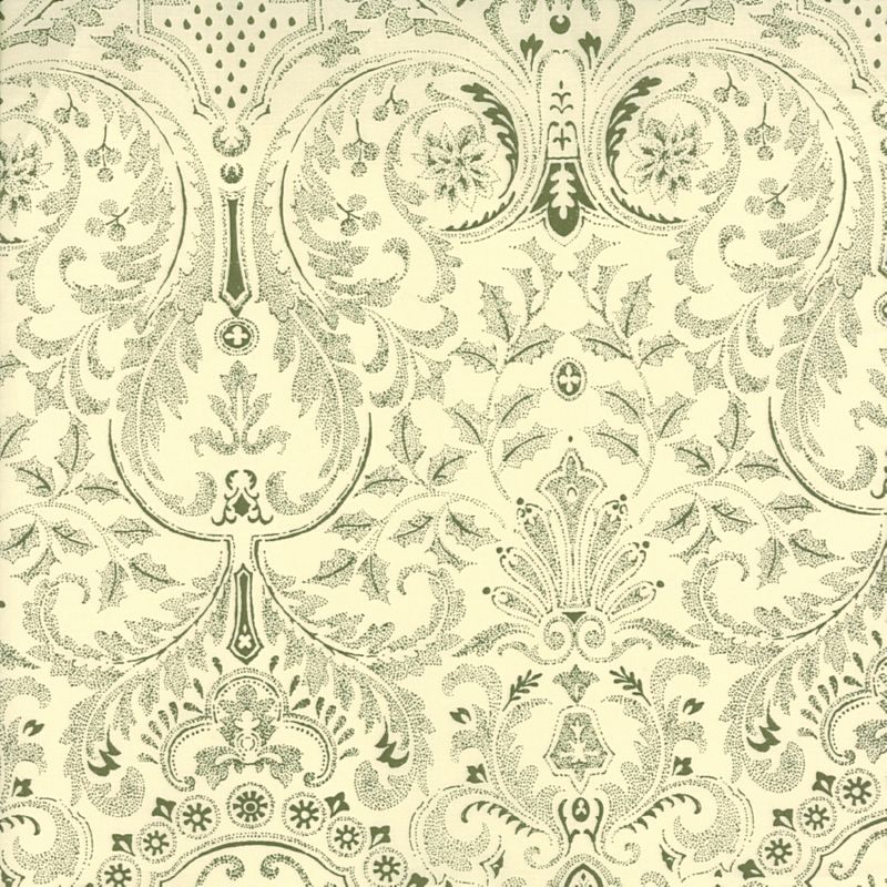 Mda Swiss Holiday Classic Wallpaper Toile In Green On Cream