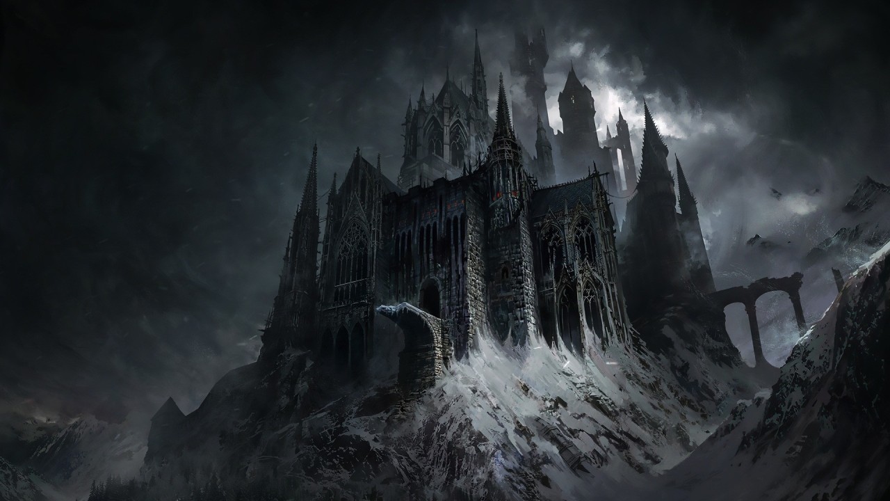 Desktop Wallpaper Dark Gothic Castle In Snow X