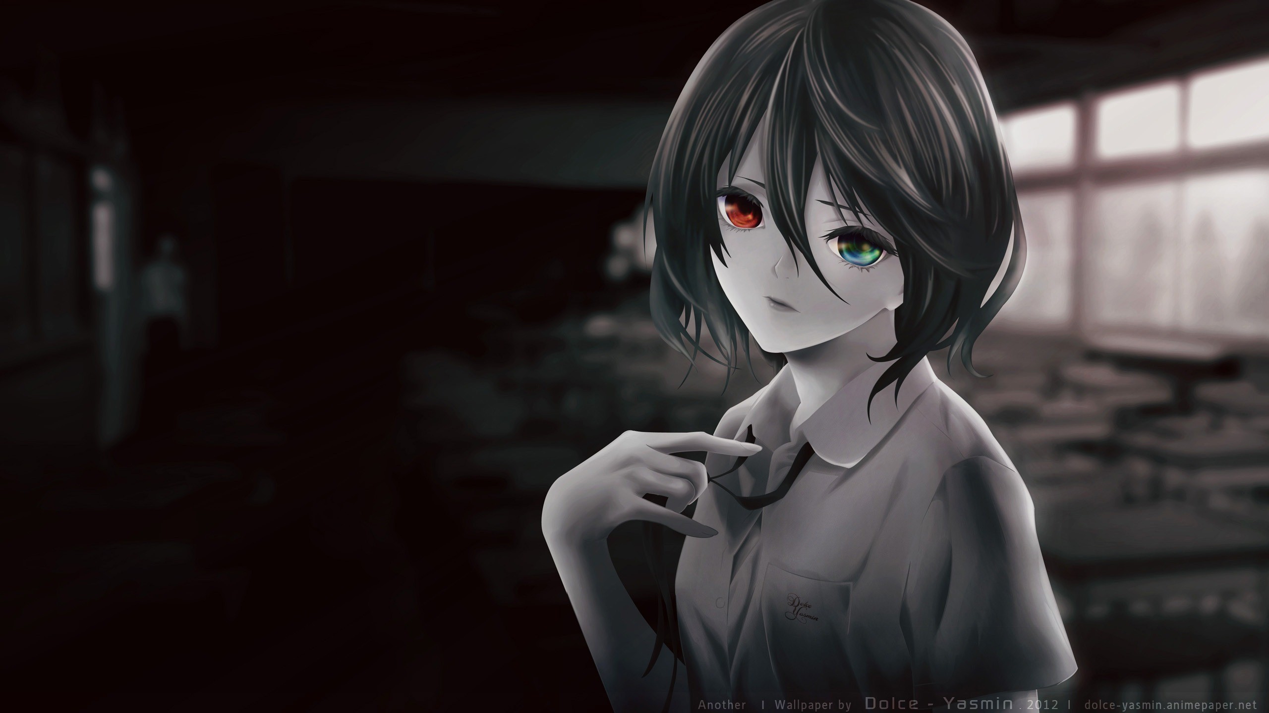Free Download Dark Green Eyes Red Eyes Anime Anime Girls Another Anime Series 2560x1440 For Your Desktop Mobile Tablet Explore 40 Red And Black Anime Wallpaper Red And Black - black anime girl hair or dark roblox