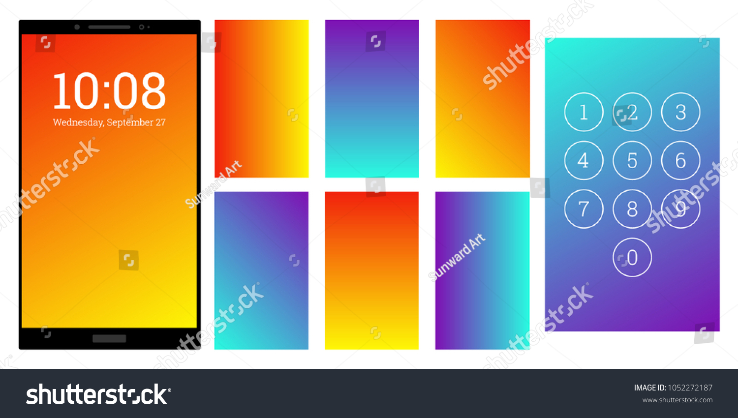 Striking Colors Gradient Screen Background Set Stock Vector