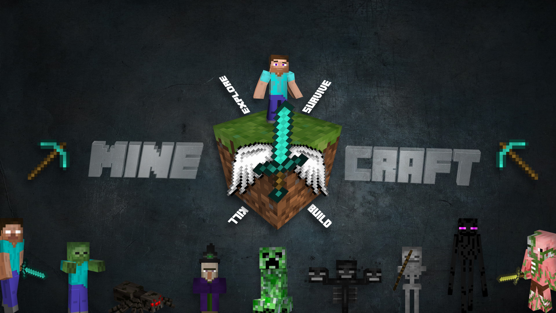 Steve Adventurers Minecraft Herobrine Sword Craft 3d