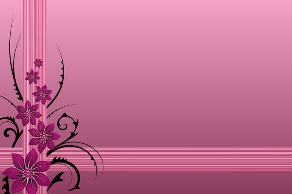 Pink Valentine S Background Flowers And Black Branches On A