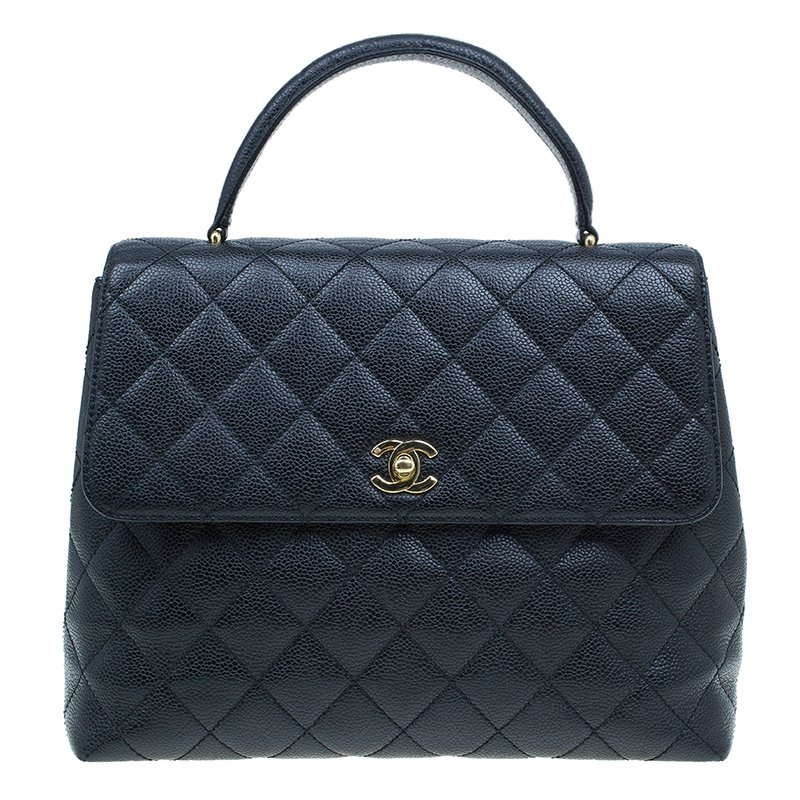 Buy Chanel Black Quilted Caviar Leather Jumbo Vintage Kelly Bag