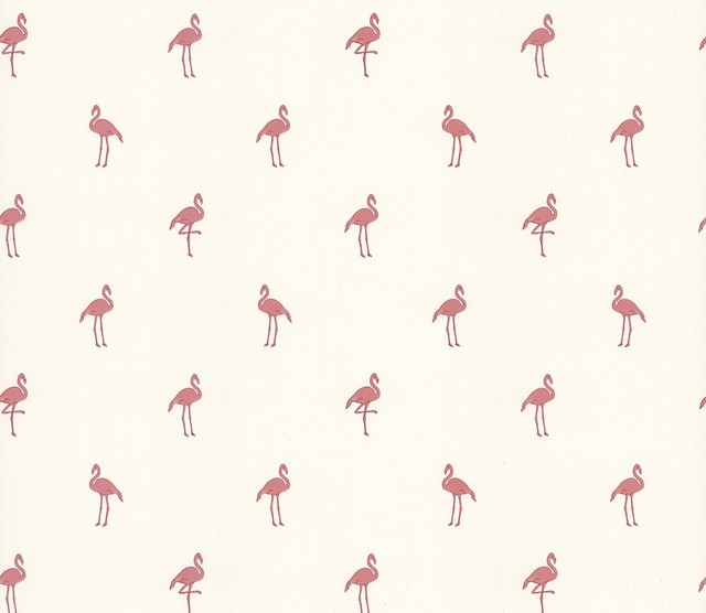 By The Shore Flamingo Print Wallpaper Contemporary