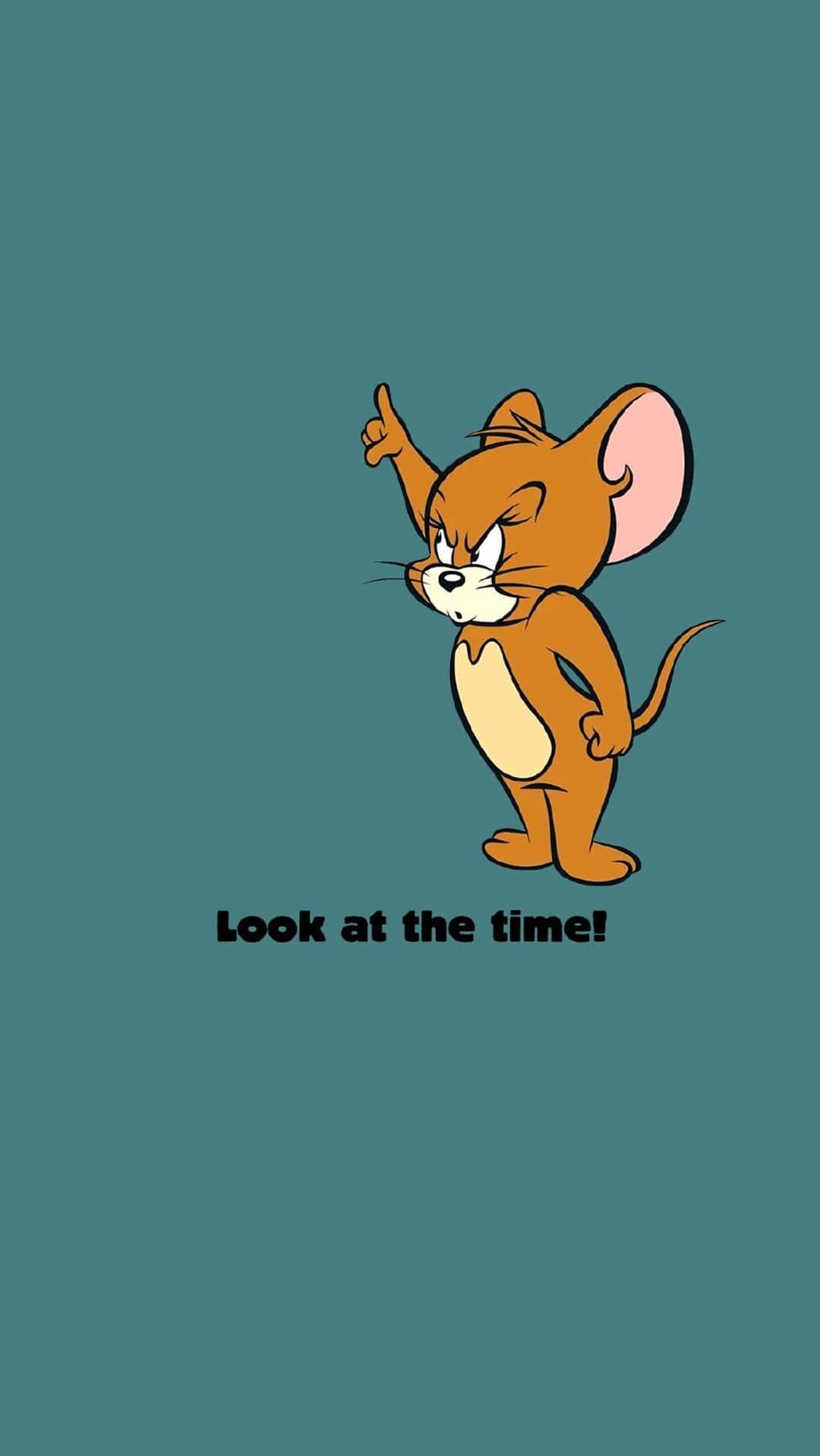 A Cartoon Mouse With The Words Look At Time Wallpaper