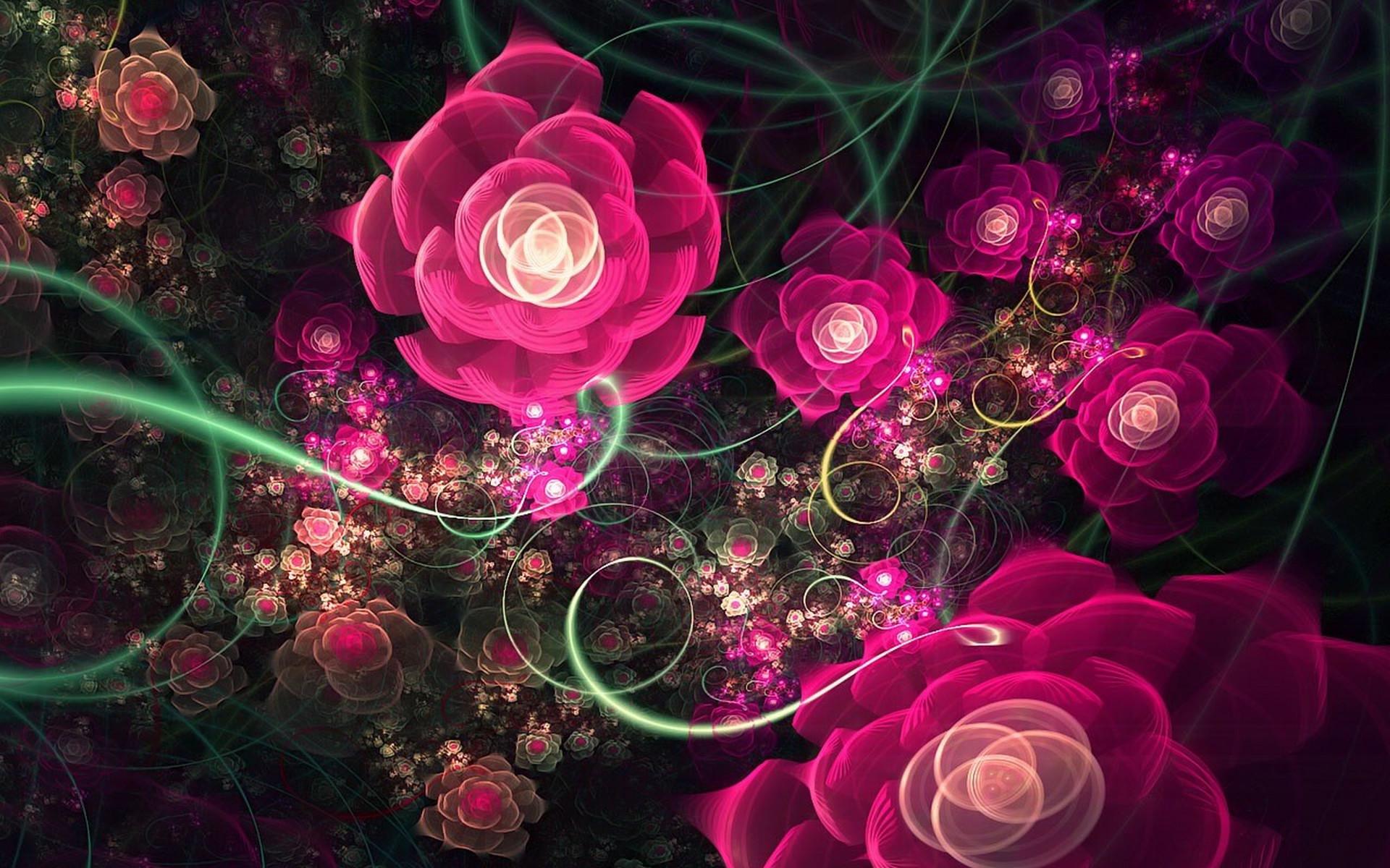 Pink Fractal Flower Design HD Wallpaper