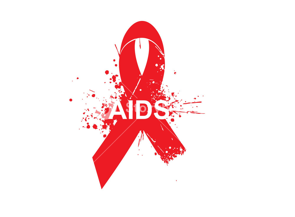 Aids Awareness Background With Grunge Elements And Red Ribbon