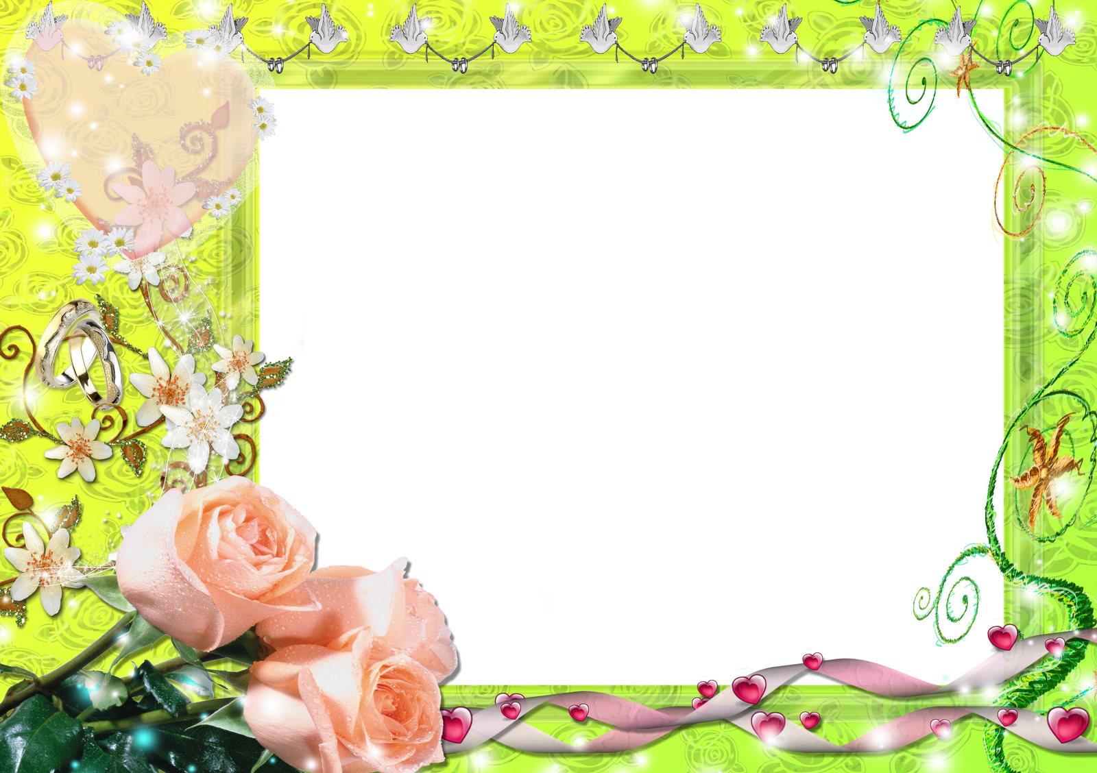 Frame Decorated With Flowers Background For