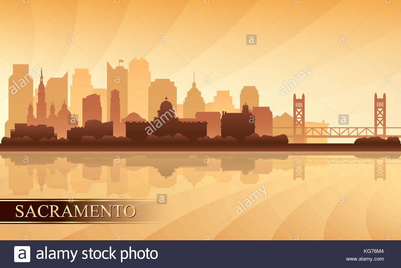 Free download Sacramento city skyline silhouette background vector